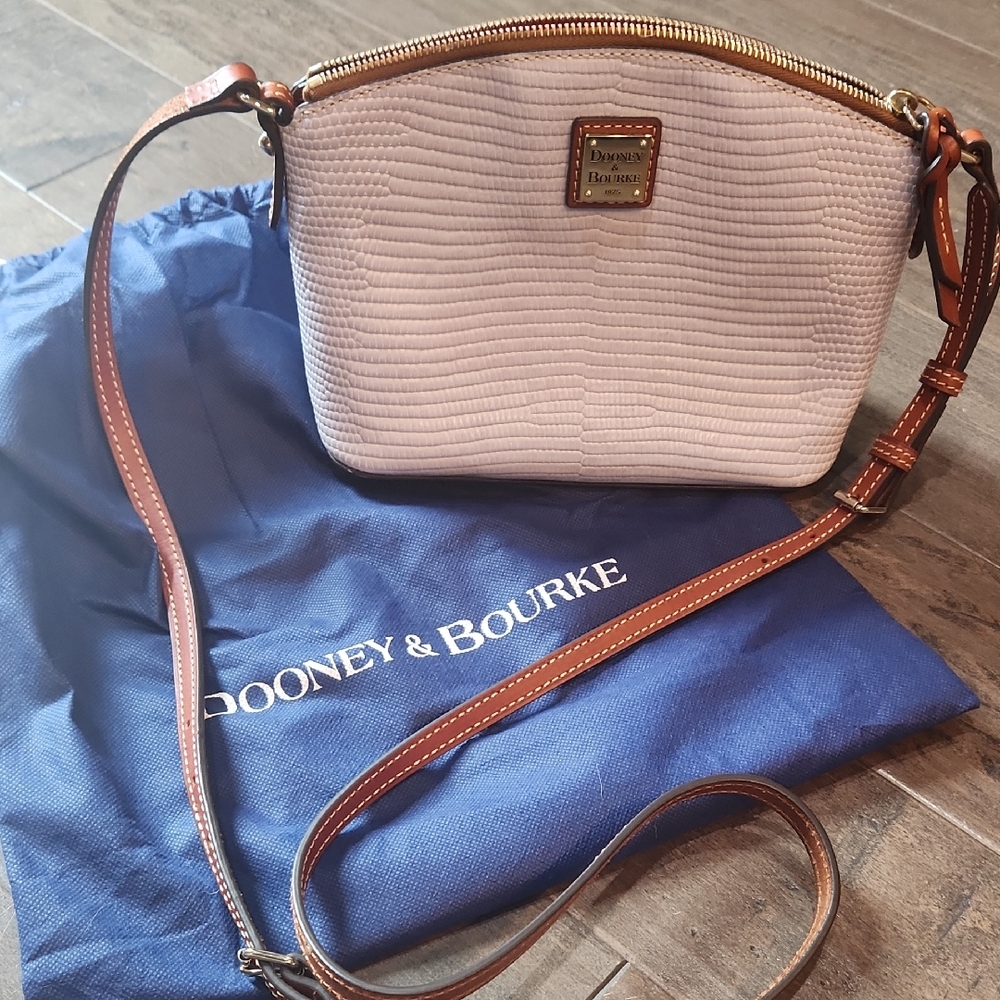 Dooney & Bourke Cream and Brown Crossbody Bag with Dome Design